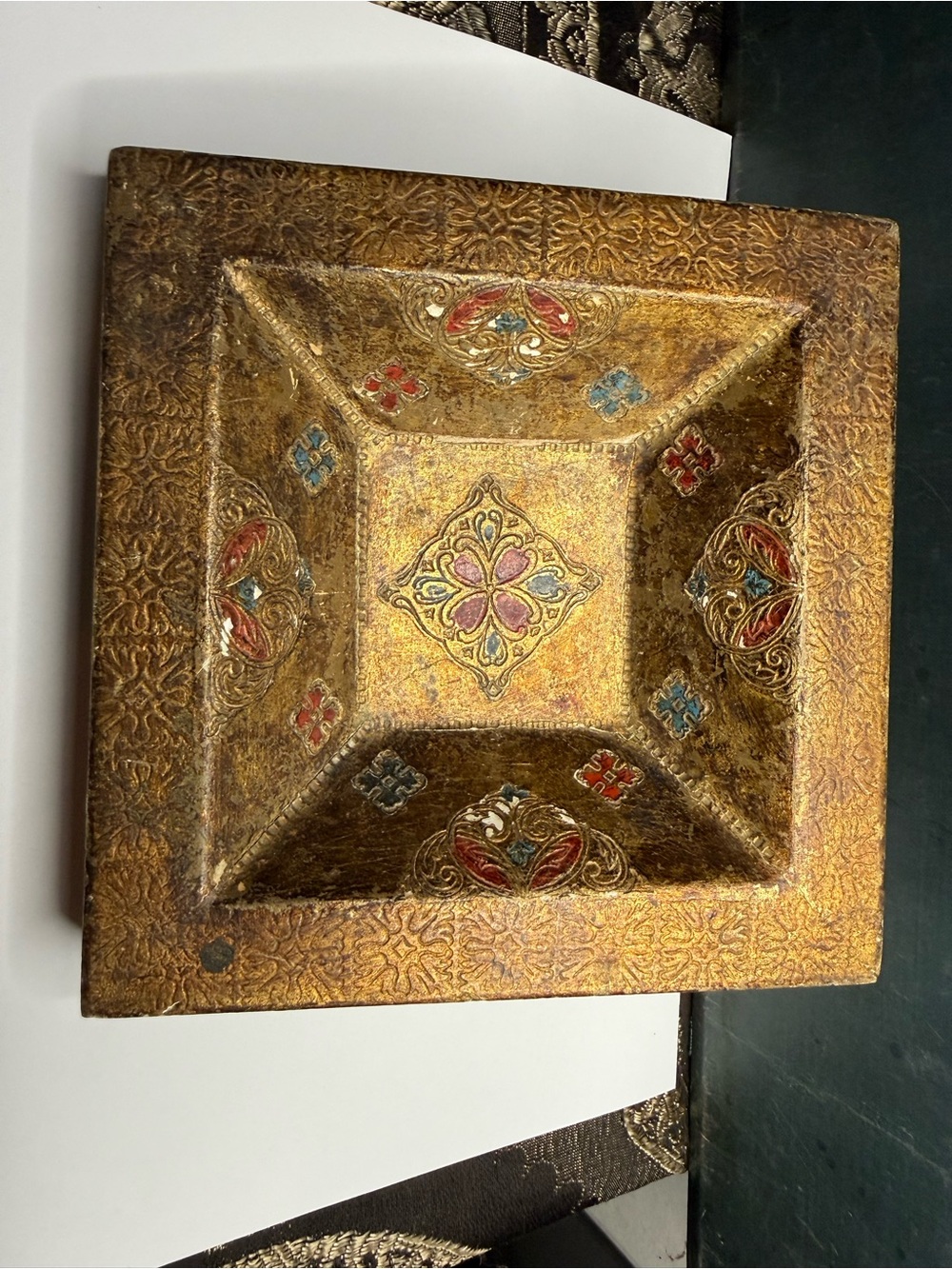 VTG Florentia Made In Italy Gold & Decorative Painted Tray